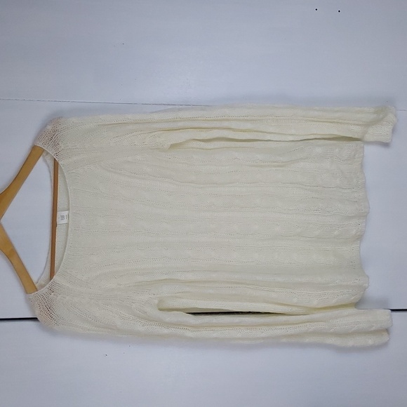 J Crew  Cream cable knit  Sweater Mohair/Wool Neutral Organic  Sz.L - Picture 1 of 8